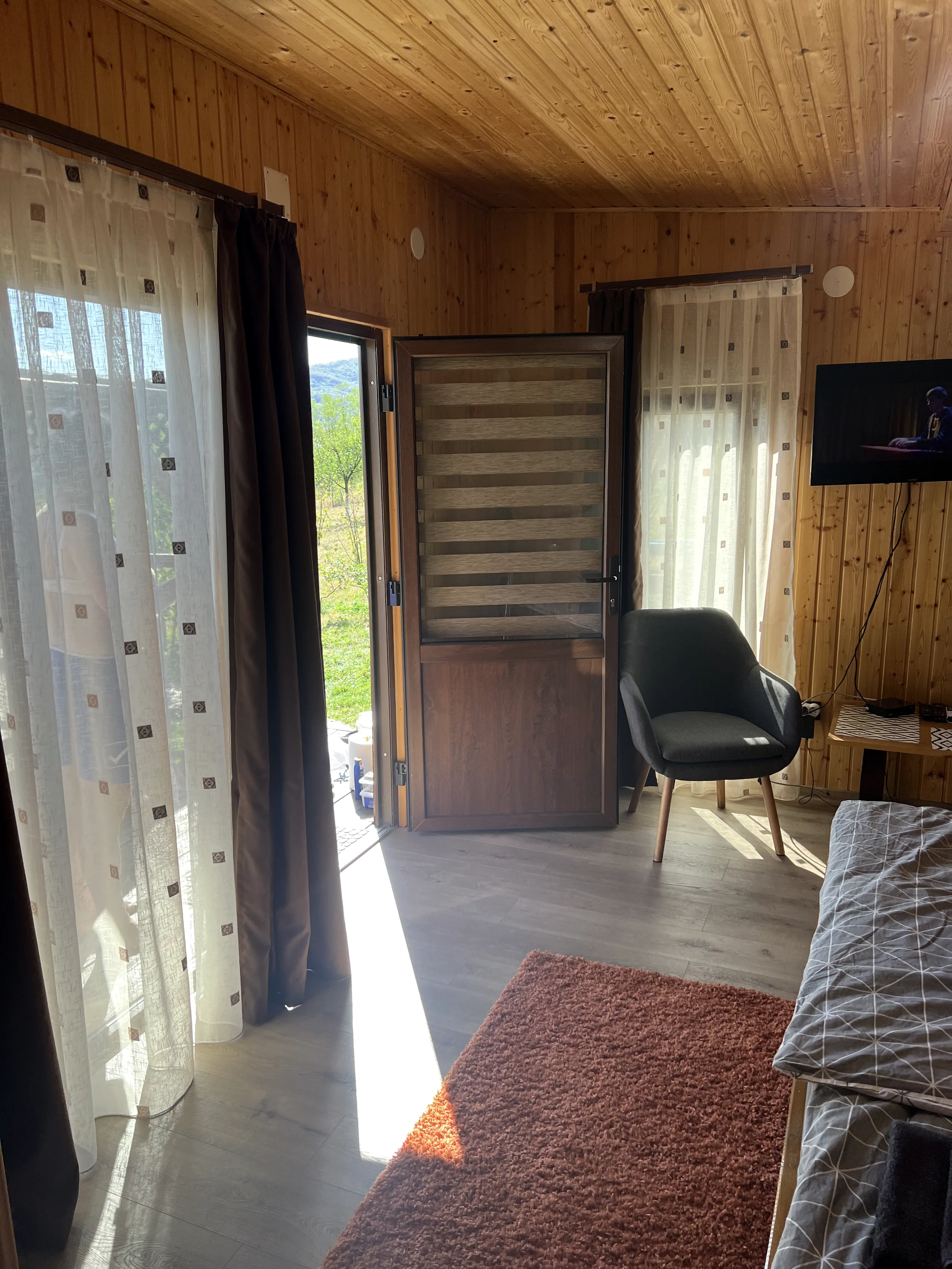 Bedroom doorway opening onto the mountain view